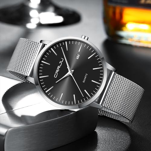 CRRJU Men's Minimalist Casual Luxury Auto Date Watches Fashion Business Japan Movement Quartz Waterproof Wristwatches for Men Stainsteel Steel Band Watch4