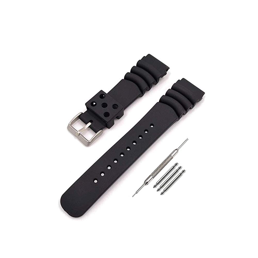 Buy Black Silicone Rubber Curved Line Watch Band 20mm 22mm 24mm Fit for