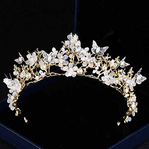 Crown Tiara for Women -Flower Butterfly Prom Queen Crown Quinceanera Pageant Crowns Princess Crown Rhinestone Crystal Bridal Wedding Crowns Tiaras (crown tiara 09)