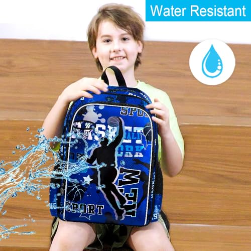gxtvo 3PCS Boys Basketball Backpack, 17" Kids Bookbag with Lunch Box, Water Resistant Middle Elementary Preschool School Bag3