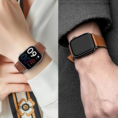 Genuine Leather Band Compatible with Apple Watch Bands for Women Men 49mm 46mm 45mm 44mm 42mm 41mm 40mm 38mm, Soft Leather Replacement Strap for iWatch Ultra/SE/Series 11 10 9 8 7 6 5 4 3 2 1