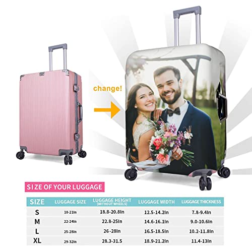 Custom Double-Sided Printed Luggage Cover Elastic Travel Suitcase Protector Covers Customized Design Your Personalized Photo Logo Name Text Washable Baggage Gear (L, fit 25-28 Inch Luggage)4