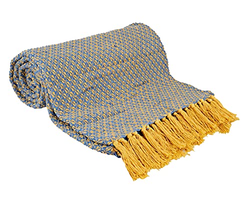 Baumwollgewebe-Decke | Überwurfdecke für Couch, Sofa | Überwurfdecke für Schlafzimmer | Bauernhaus-Überwurfdecke | gemütliche, leichte dekorative Tagesdecke für Bett | Wohndecke | Strickdecke Cover