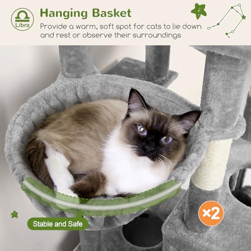 Image of Globlazer Heavy Duty Cat Tree 78 inch Sturdy Cat Tower for 20lbs Large Adult Cats, Symmetrical Aesthetic Big Cat Tree with Extra Large Platform, 2 Scratching Boards, Z78, Light Grey
