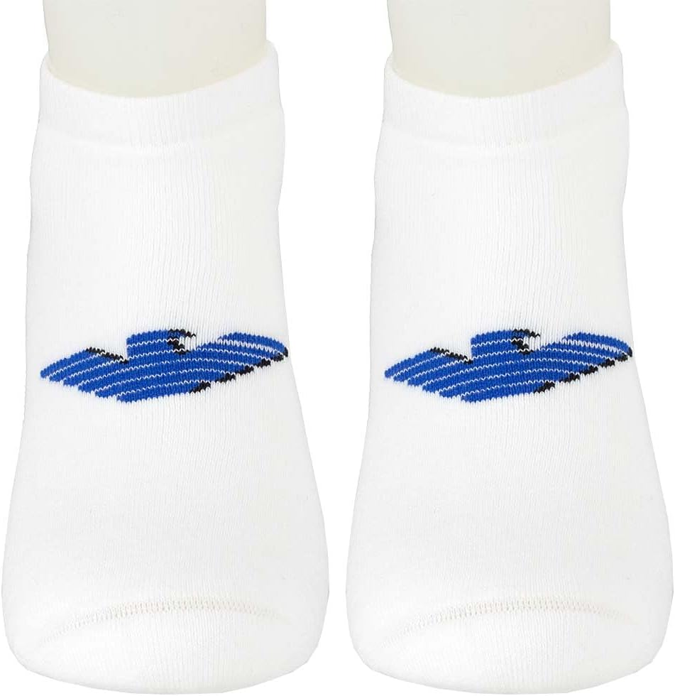 Emporio Armani Men's Basic 2 Pack Eagle Low Ankle Sock, White/White, One Size