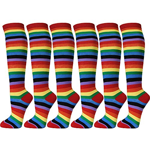 Image of SocksKnee Women Multi-Pack Colorful Variety Design Assorted Activewear Knee-High Stocking Socks, 9-11