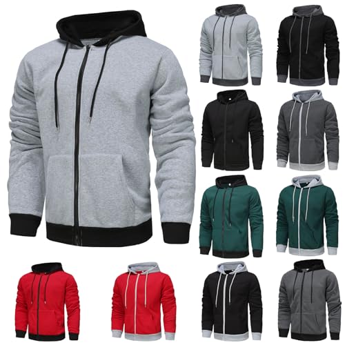 evzosrz Mens Full Zip Fleece Hoodie Block Color Classic Fashion Jackets Daliy Casual Warm Outdoor Sweatshirts Sports Coats4