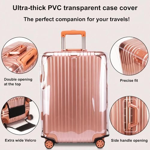 24 Zoll, Suitcase Protector Cover TSA Approved Luggage Covers Protectors Clear Suitcase Covers for Luggage Large Plastic Waterproof Luggage Cover3