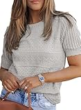 The summer hollow out tops are made of skin-friendly and soft fabric,great to wear in Spring, Summer, Fall. Casual short sleeve, lace hemline, crewneck, Solid color, regular fit to make a trendy and cozy hollow out summer tops for women. Short sleeve...