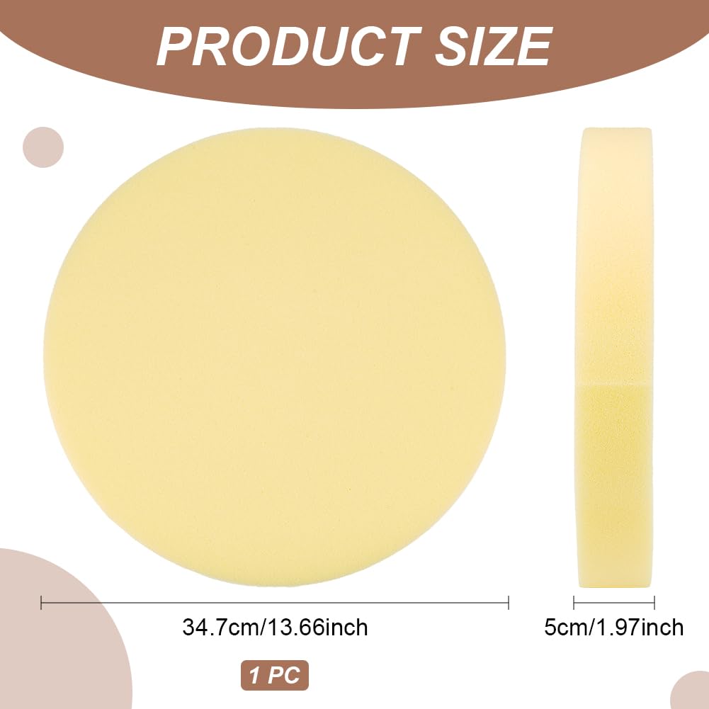 BENECREAT Yellow Pottery Foam Table Runner, 13.6inch High Density Round Upholstery Foam for Watercolor, Crafts, Pottery, Clay, Ceramics, 50mm Thick