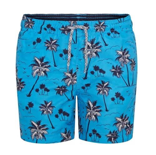 RIPT Niño Essentials Pantalones Cortos de baño de Secado rápido con protección Solar UV 50, Palmera Azul, 11-12 Años