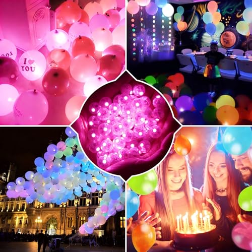 Image of 50Pcs Balloon Lights Mini Led Lights Round Long Standby Time Multicolor Ball Lamps Paper Lantern Balloon Liamps for Birthday Party Christmas Halloween Decoration Pink