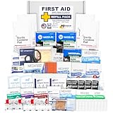 MFASCO Restaurant First Aid Kit Refill - 2021 ANSI/OSHA Compliant - Complete Restaurant First Aid Supplies - Includes Blue Metal Detectable Bandages, Burn Gel - Food Service Area Safety - 496 Pcs