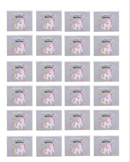 TERA 13 Kid's Charm 3D Unicorn Pouch Transparent for Pen Pencil Sharpner School Girls (24 pcs) Multipurpose Pouch Return Gifts | Return Gifts in Bulk for Kids