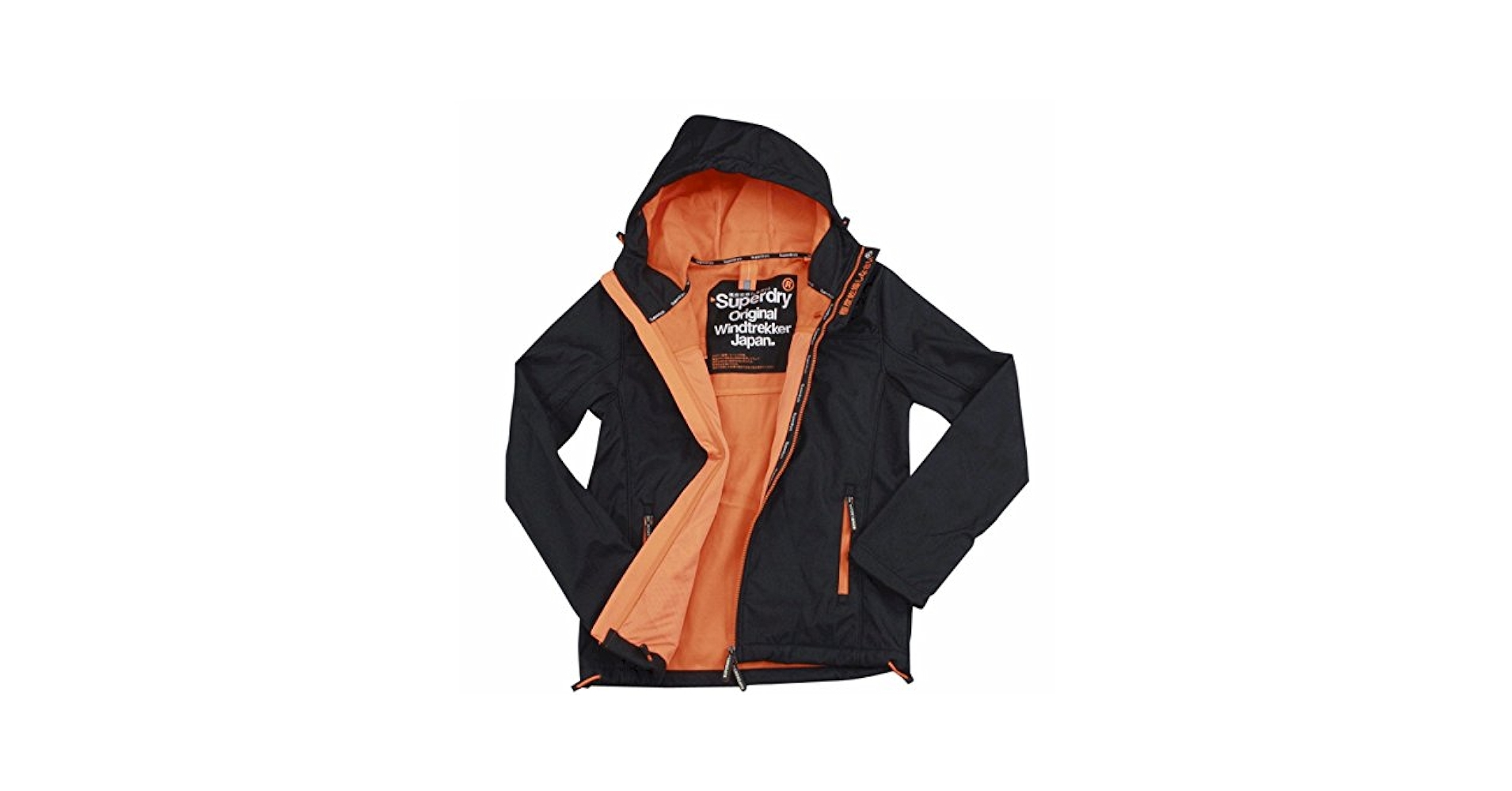 Superdry Original Windtrekker ブラック/オレンジ SUPERDRY WINDTREKKER JACKET COAT BLACK FLURO ORANGE MENS