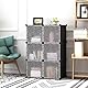 C&AHOME Würfelförmiges Aufbewahrungsregal mit Türen, 6-Würfel-Regalbretter, Schrankschrank, Modulregal aus Kunststoff, ideal für Schlafzimmer, 93,5 cm L x 31,8 cm B x 93,5 cm H, Schwarz, SHS3006B-DOOR