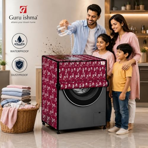 Image of Front Load Fully Automatic Washing Machine Cover for 8.5kg to 10kg | Waterproof & Dustproof Polyester Cover with Zip Closure | Suitable with Samsung, IFB, LG, Bosch & More (67 x 67 x 87 cm)