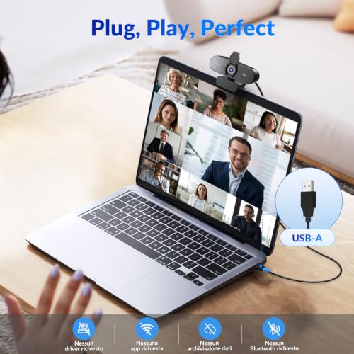 Image of 4K Webcam with Sony Sensor, PDAF Autofocus, 1080P@60FPS, 2 Noise Reduction Mics, Auto Light Correction, USB Plug&Play, Privacy Cover, 79FOV, Streaming Camera for PC, Mac, Laptop, Video Calls