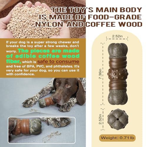 LiuMelinda Dog Chew Toys for Aggressive-Chewers - Indestructible Dog Toy for Aggressive Chewer,Tough Chew Toys for Dogs (Rubber Log-Bone)