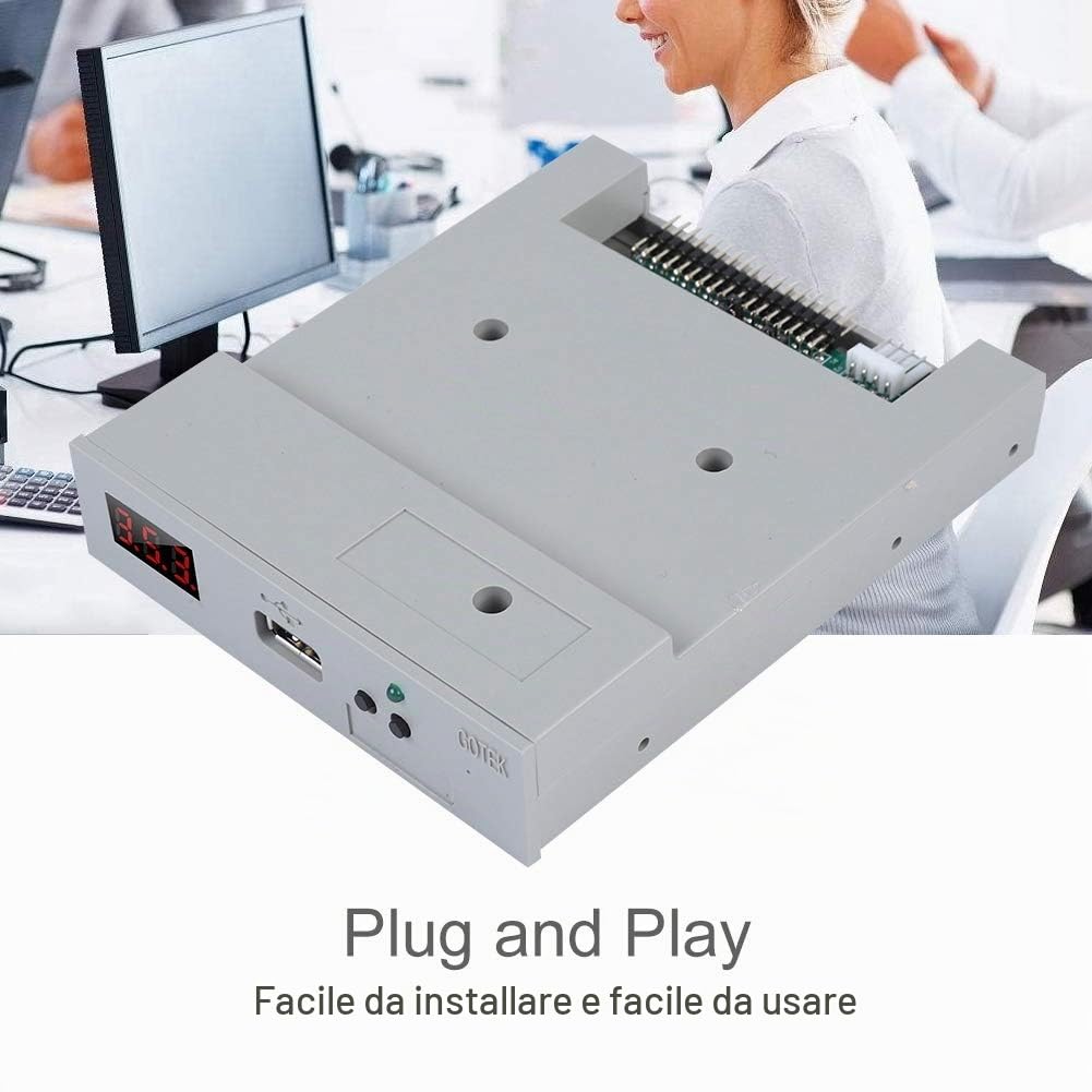 Goshyda Emulatore USB 1M44-U100 3,5 Pollici 1,44 MB USB SSD Floppy Drive Emulator Plug And Play, Memoria Integrata, Protezione Dati Altamente Bianco