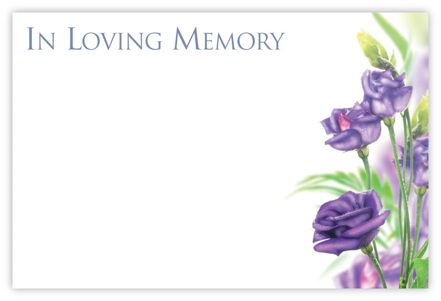 celloexpress In Loving Memory (Purple Roses) Flower Message Cards - 60mm x 90mm - Bereavement Florist Card Sympathy Condolences Notes (Pack of 50) โ image 1
