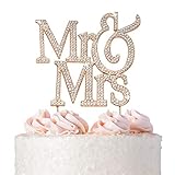 Mr and Mrs ROSE GOLD Cake Topper | Premium Crystal Bling Rhinestone Diamond | Wedding Anniversary Bridal Shower Bachelorette Party or Vow Renewal Decoration Ideas | Perfect Keepsake