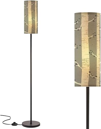 RZNTJHUINA Lámparas de pie bohemias con patrón de árboles de abedul, textura grunge para quitar lámpara de pie minimalista, lámpara de poste de