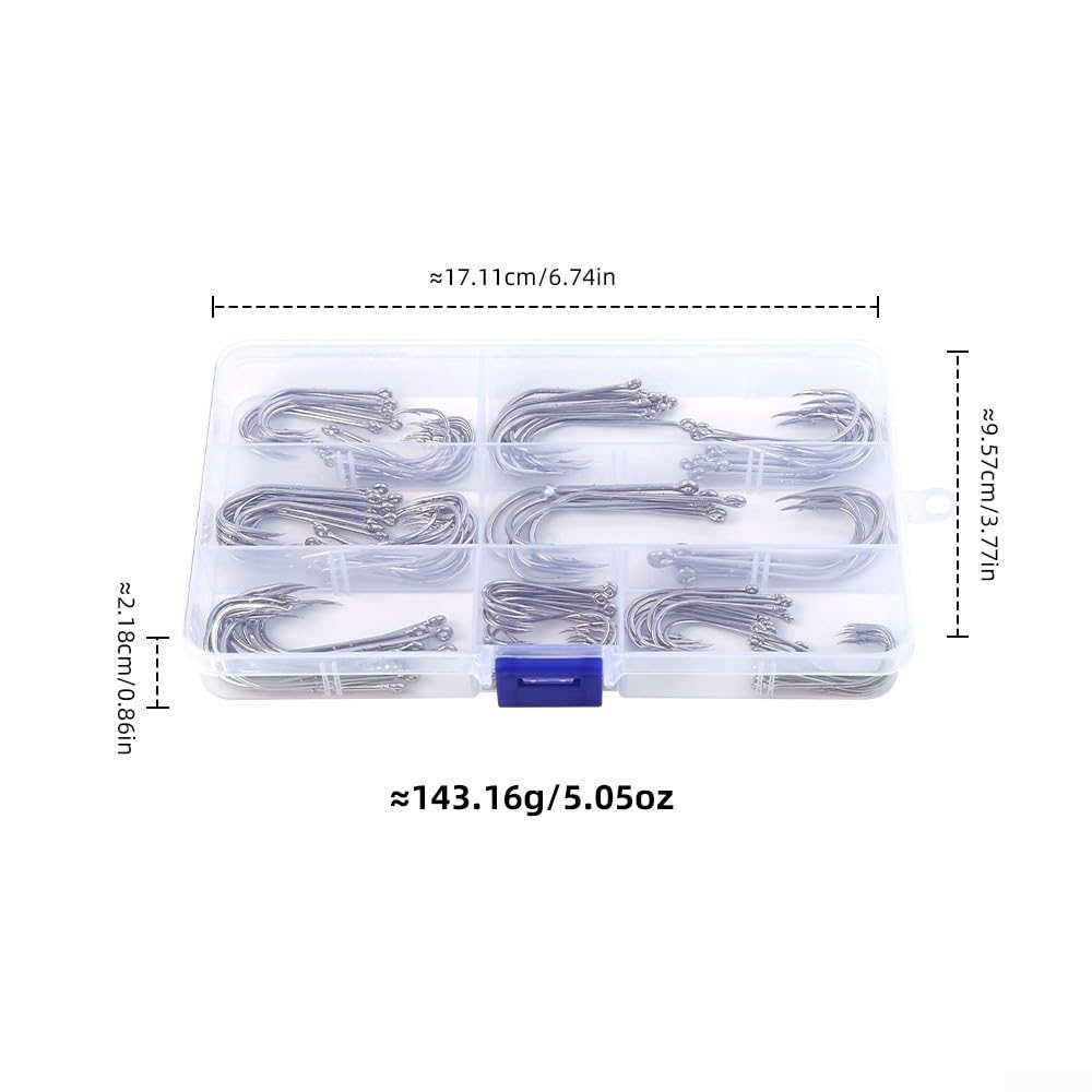 120pcs Lungo Gambo Mare Salata Ami Doppio Barb Punto Offset Per Fondo Pesca Live Bait E Costiera Surf Casting