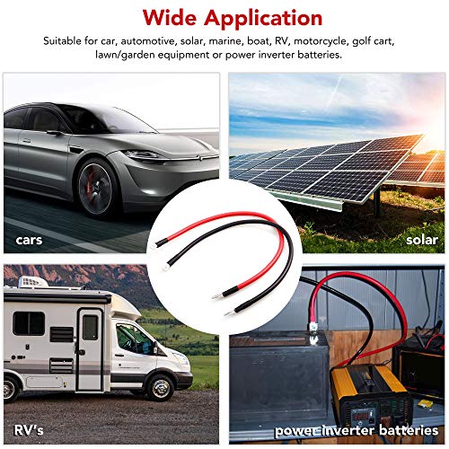 Lotfancy 6 Awg 20 Inches (Each) Battery Cables Set With Terminals, 3/8-Inch Lugs (Positive And Negative) For Motorcycle, Automotive, Marine, Solar, Atv, Rv, Mower, Oxygen-Free #TOP5