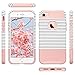 ULAK iPhone 7 Case, Stylish Design Slim Fit Hybrid Dual Layer Protective Hard Back Cover Shock Absorption TPU Bumper Girly Phone Case for Apple iPhone 7 4.7 inch, Rose Gold/Black Stripe