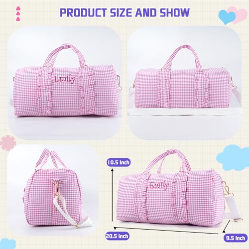 MT WORLD Girls Duffle Bag, Personalized Kids Overnight Bag, Dance Bags for Girls, Monogrammed Toddler Travel Bag, Weekender Duffle Bag for Travel Sleepover Dance (Pink)2