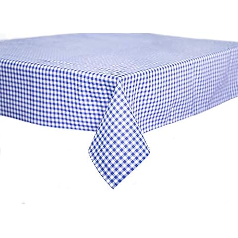 Texpot Country house tablecloths in 5 mm chequered 100% cotton runner napkins (100 x 140 cm, blue/white checked) Cover