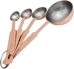 Mimo Style Conjunto de 4 Colheres Medidoras Bronze Próprias Para Ingredientes Secos ou Líquidos, Possui Marca de Capacidade Nas Alças, Produto Leve e Fácil de Manusear, Aço Inox de Qualidade