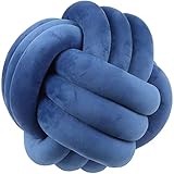 KEBAIHUA Knot Ball Pillows, Round Throw Pillow Cushion Home Decoration Soft Plush Pillow, Throw Knotted Ball Pillow Handmade Children Room Decoration Round Plush Toy Pillow (Blue,8.5'/22cm)