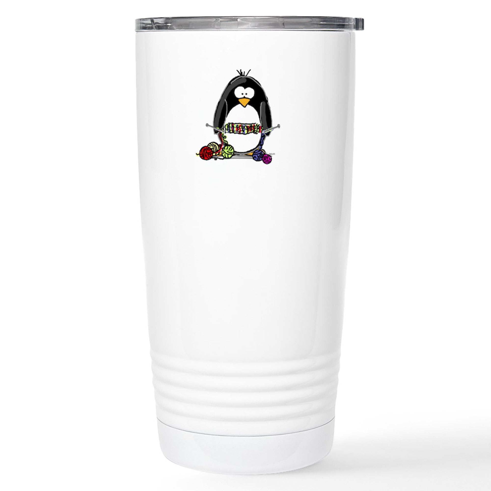 CafePress Knitting Penguin Stainless Steel Travel Mug 20 oz. Insulated Stainless Steel Coffee Tumbler