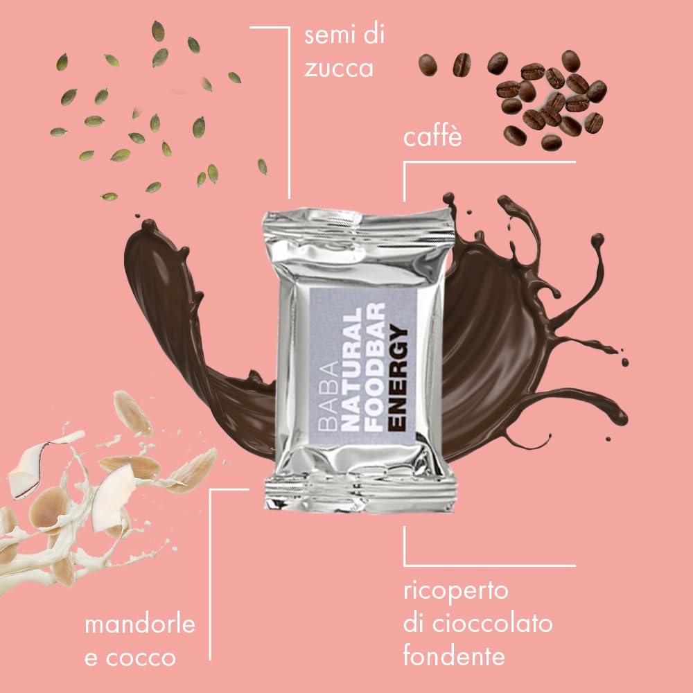Babasucco FOODBAR ENERGY 12 Barrette Maca Caffè Mandorle Cocco