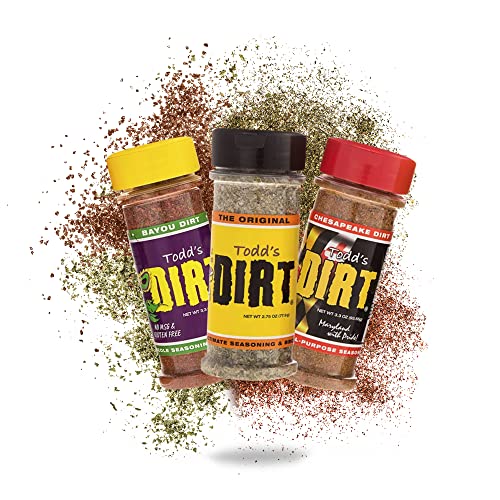 Todd’s Dirt - All Purpose Seasoning & Bbq Rub Sampler Set, Gourmet Seasoning That’s Great On Everything, Spices & Seasonings Set, All Natural With No Msg & Gluten-Free, 3 Pack #TOP4