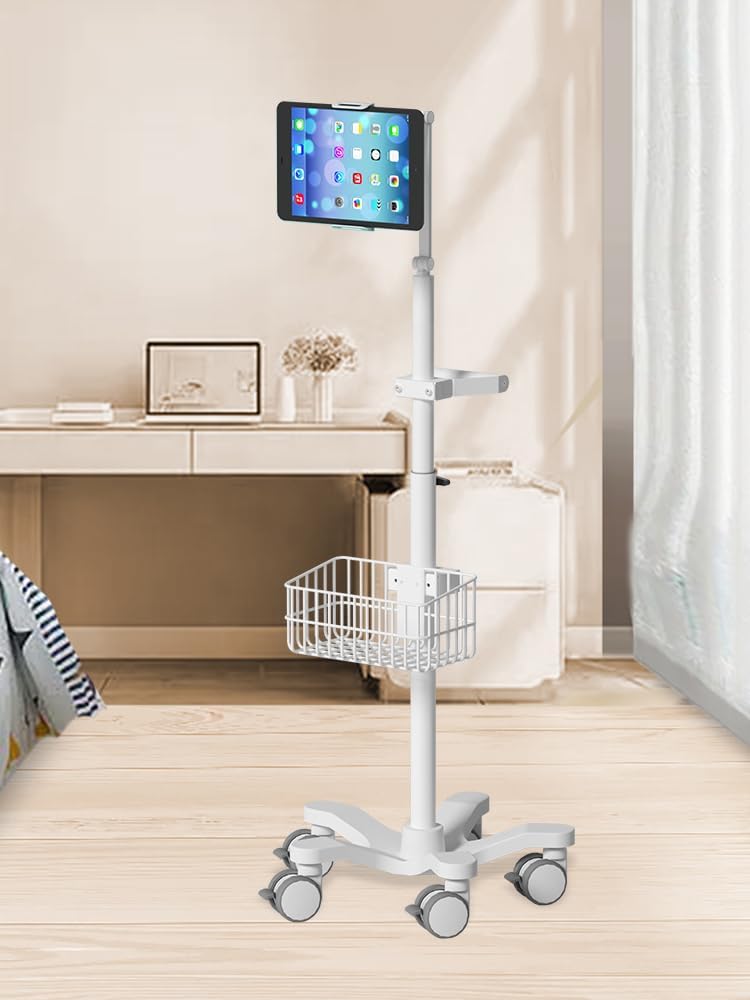 Medical Trolley Cart,Medical Monitor Cart Stand, Height Adjustable Rolling Trolley with Storage Basket for Hospital,Beauty Salon