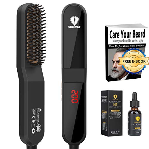 Beard Straightener with Beard Oil Beard Straightening Comb Professional hair straightener brush Beard Brush for Men & Women