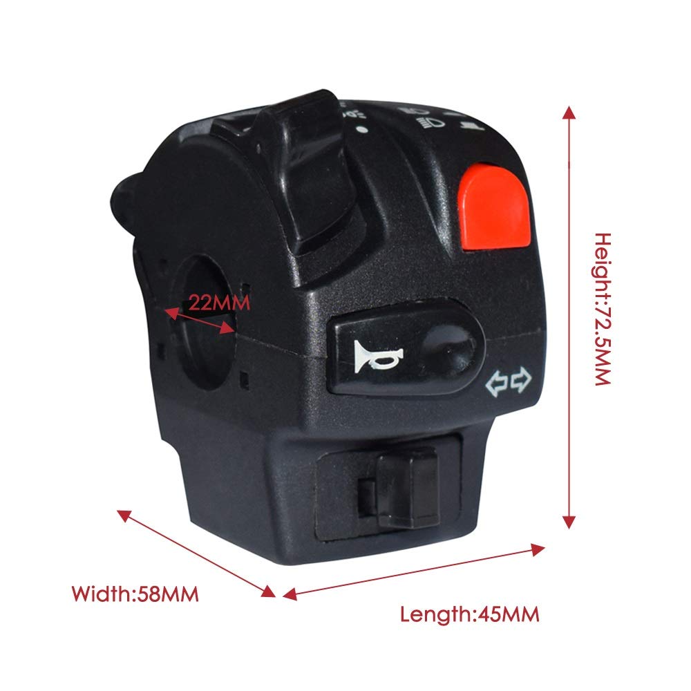 Per G.S Interruttore pulsante manubrio moto | Interruttore manubrio moto da 7/8 "Avviamento elettrico Pulsante fendinebbia faro faro clacson
