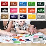 [page_title]-Pomisty Stempelkissen Fingerabdruck Set 15 Farben, Finger Stempelkissen Bunt Stamp Pad für Papier Handwerk Stoff, Fingerabdruck, Scrapbook, Malerei Hochzeit Kinder Geburtstags Gastgeschenke.