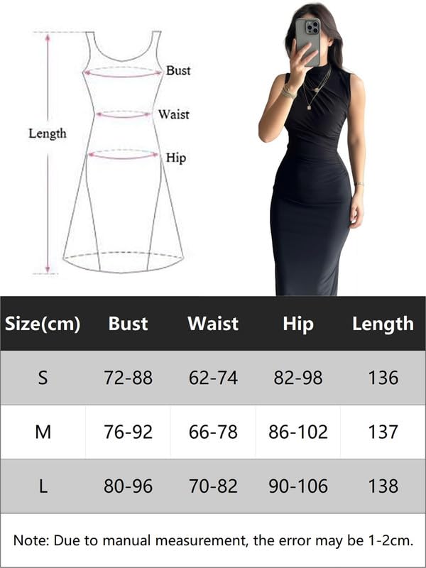 Robe Femme Sexy sans Manches Col Haut Robes Longue Moulante Elégant Bodycon Maxi Robe de Soirée D'éte Décontracté Wrap Robes Plissée avec Fendue pour Cocktail Prom Fête Clubwear