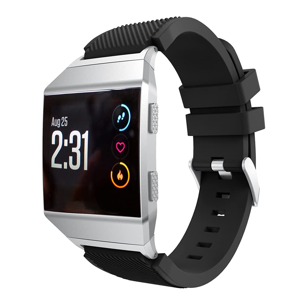 Watch Bands for Fitbit Ionic, MoreToys Silicone Sports Replacement Accessories Wristband Strap for Fitbit Ionic Smartwatch (Black)
