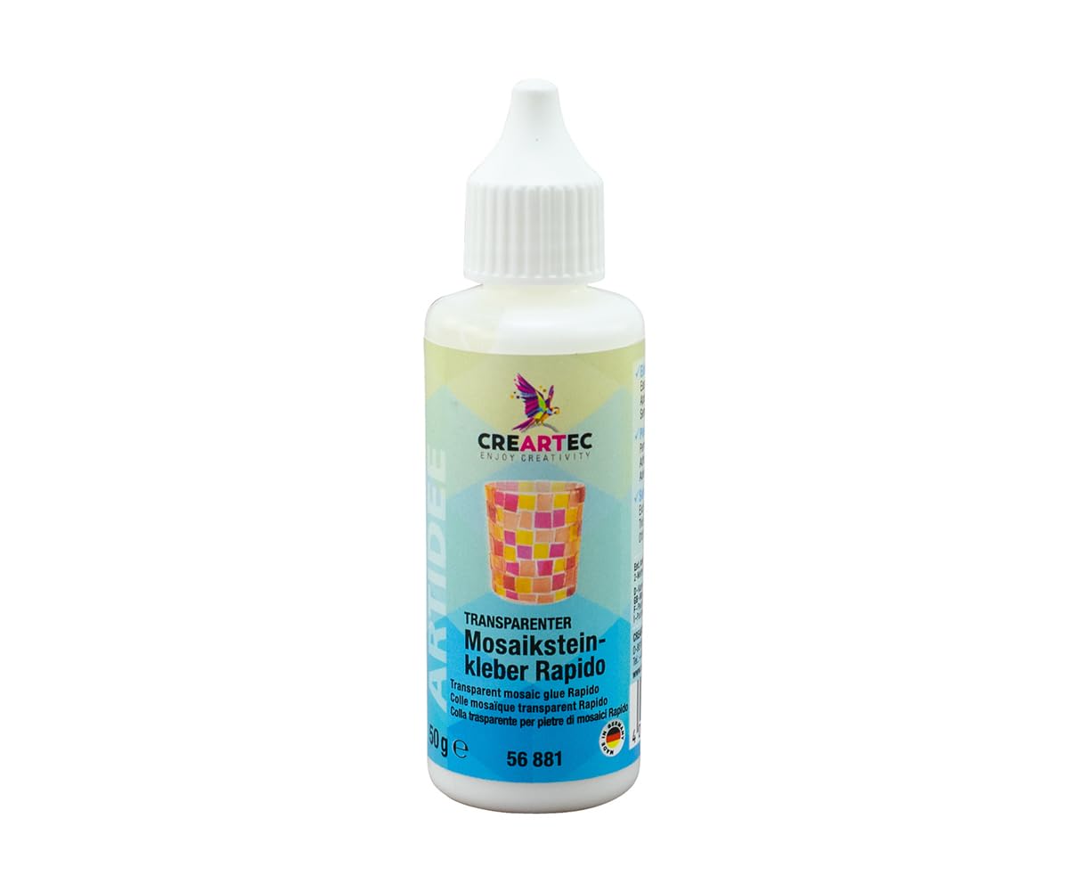 Creartec Rapido - Pegamento transparente para piedras de mosaico, ideal para pegar rápidamente piedras de mosaico, capacidad: 50 g, fabricado en Alemania