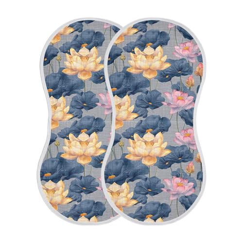 xigua Lotus Flowers Baby Burp Cloths for Newborn Boys and Girls 4 Pack, Soft & Absorbent Cotton Baby Burp Cloth, Baby Washcloths, Newborn Towel, Burp Rags2