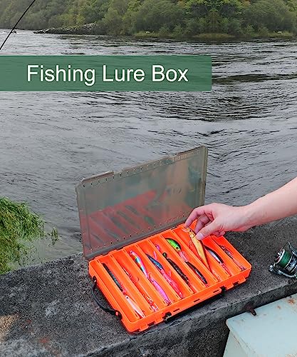 Caja para señuelos de pesca doble cara Uxwuy con 18 compartimentos color naranja miniatura 2