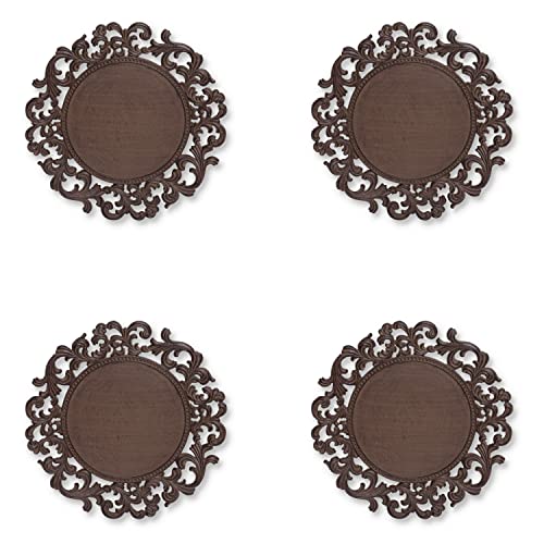 GG-Collection-14-Inch-Diameter-Acanthus-Leaf-Ornate-Brown-Metal-Chargers-Set-of-4