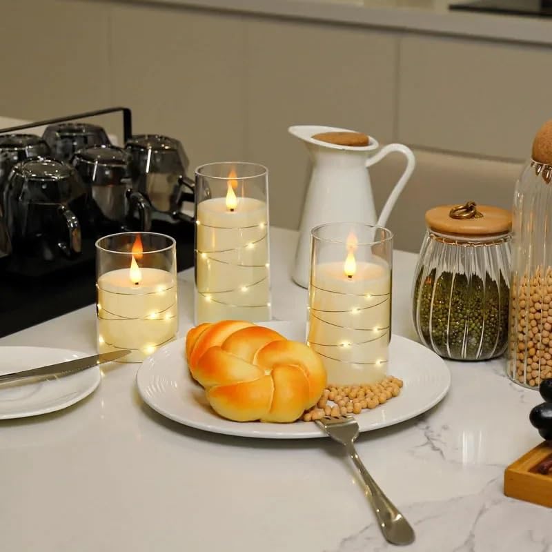 Candele Led 1-5 pezzi di lampade a LED lampada tremolante decorazione della festa nuziale(3pcs,15cm)