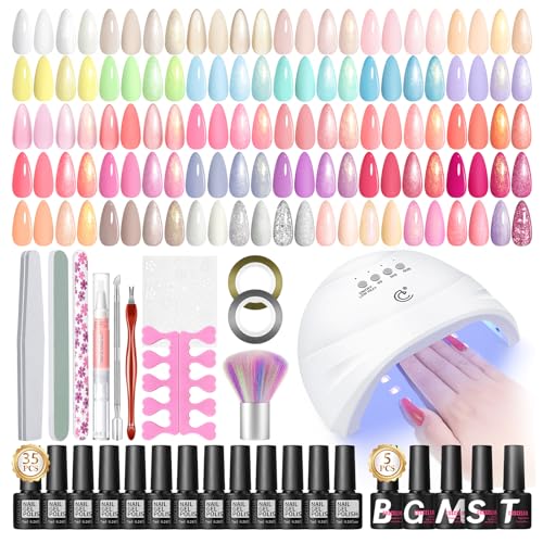 52pcs Gel Nail Polish Kit with U V light 35 Summer Colors Gel Nai...