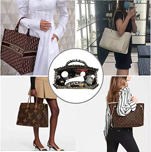 Image of GREENSHEEP Felt Purse Organizer Insert for Handbags, Tote, Hobo Bag Storage Divider with Removable Metal Zipper Cover